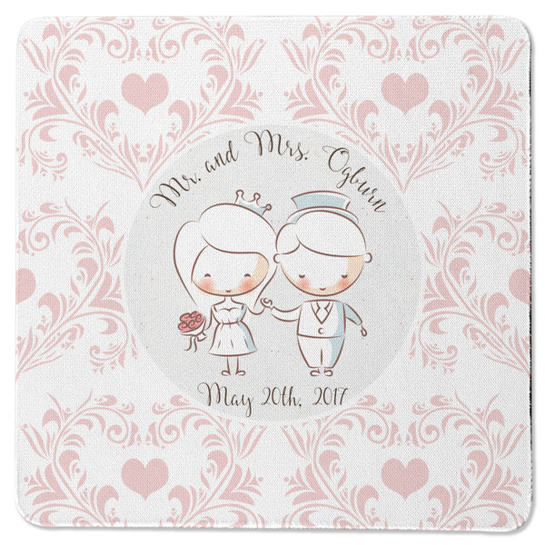 Custom Wedding People Square Rubber Backed Coaster (Personalized)