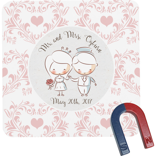 Custom Wedding People Square Fridge Magnet (Personalized)