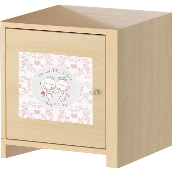 Wedding People Square Wall Decal on Wooden Cabinet