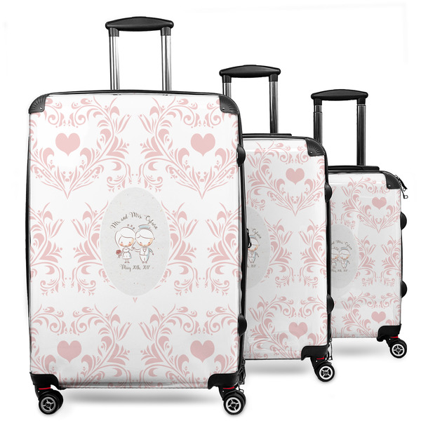 Custom Wedding People 3 Piece Luggage Set - 20" Carry On, 24" Medium Checked, 28" Large Checked (Personalized)