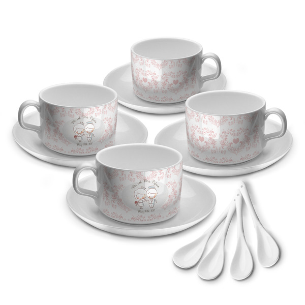 Custom Wedding People Tea Cup - Set of 4 (Personalized)