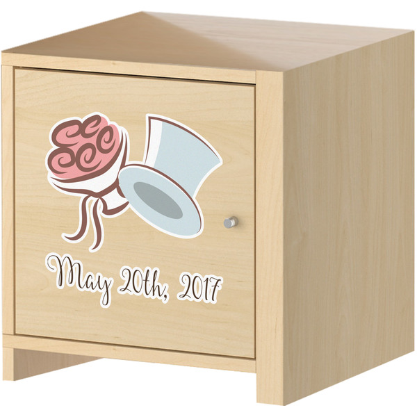 Wedding People Wall Graphic on Wooden Cabinet