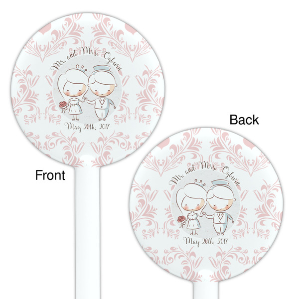 Wedding People White Plastic 5.5" Stir Stick - Double Sided - Round - Front & Back