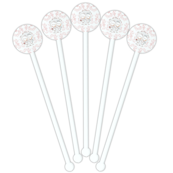 Wedding People White Plastic 5.5" Stir Stick - Fan View
