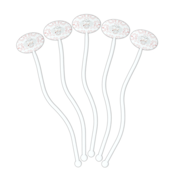 Wedding People White Plastic 7" Stir Stick - Oval - Fan