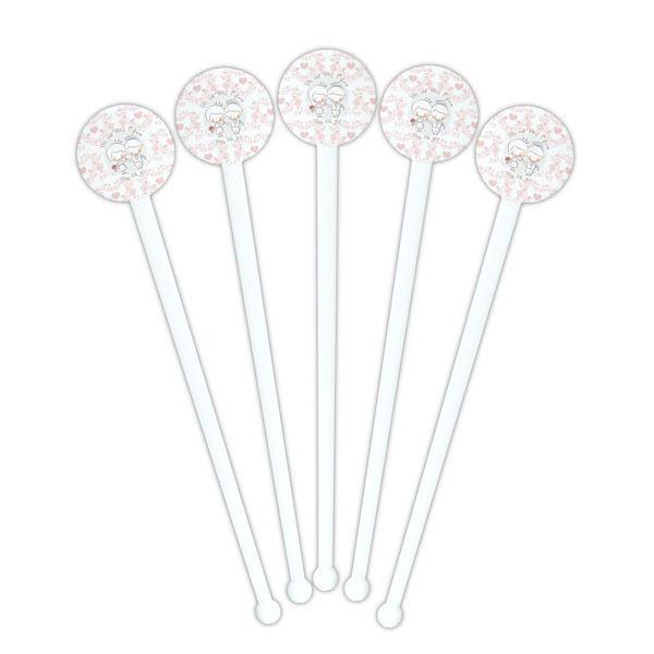 Wedding People White Plastic 7" Stir Stick - Round - Fan View