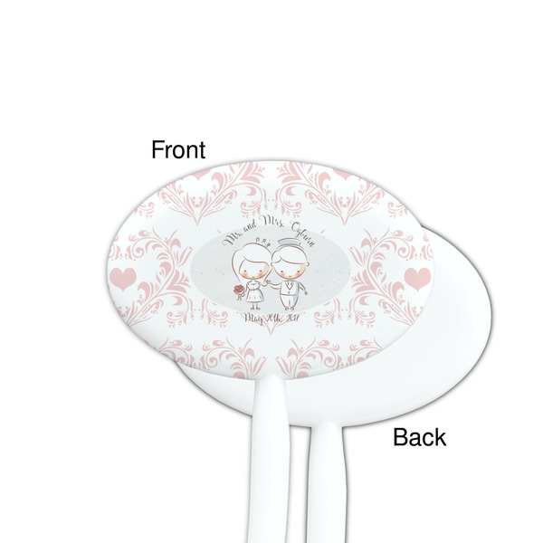 Wedding People White Plastic 7" Stir Stick - Single Sided - Oval - Front & Back