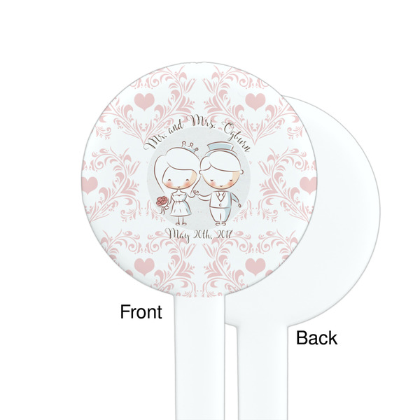 Wedding People White Plastic 7" Stir Stick - Single Sided - Round - Front & Back