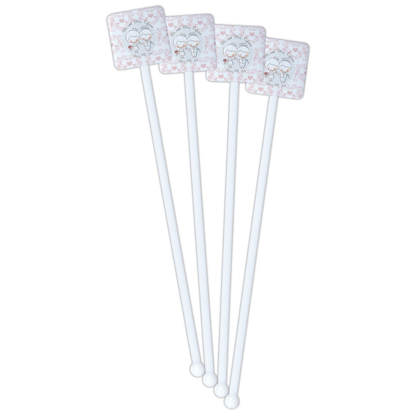 Wedding People White Plastic Stir Stick - Double Sided - Square - Front