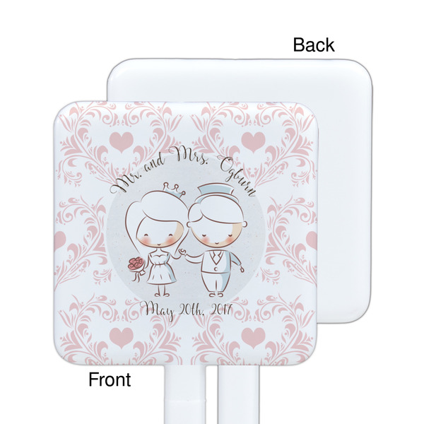 Wedding People White Plastic Stir Stick - Single Sided - Square - Approval