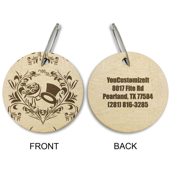 Wedding People Wood Luggage Tags - Round - Approval