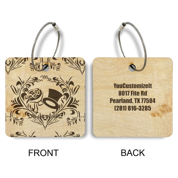 Wedding People Wood Luggage Tags - Square - Approval