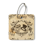 Wedding People Wood Luggage Tag - Square (Personalized)