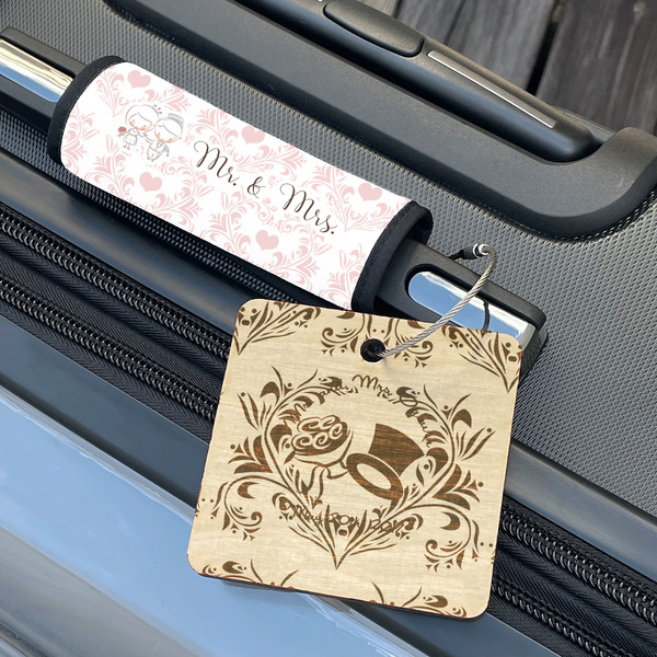 Wedding People Wood Luggage Tags - Square - Lifestyle