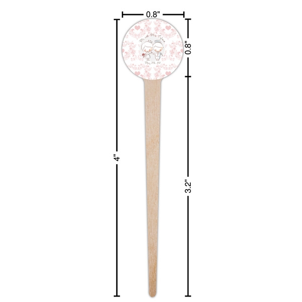Wedding People Wooden 4" Food Pick - Round - Dimensions