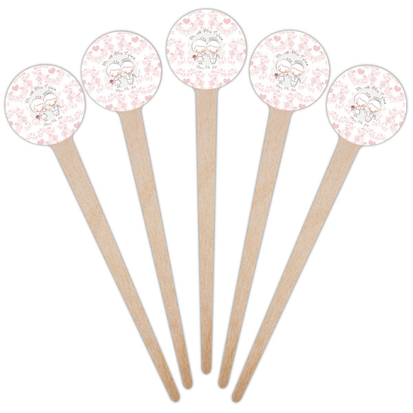 Wedding People Wooden 4" Food Pick - Round - Fan View