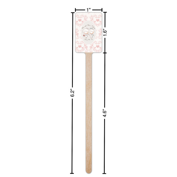 Wedding People Wooden 6.25" Stir Stick - Rectangular - Dimensions