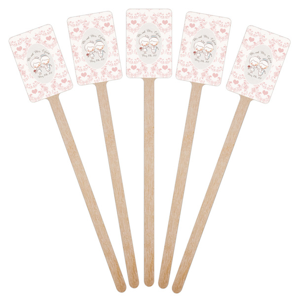 Wedding People Wooden 6.25" Stir Stick - Rectangular - Fan View