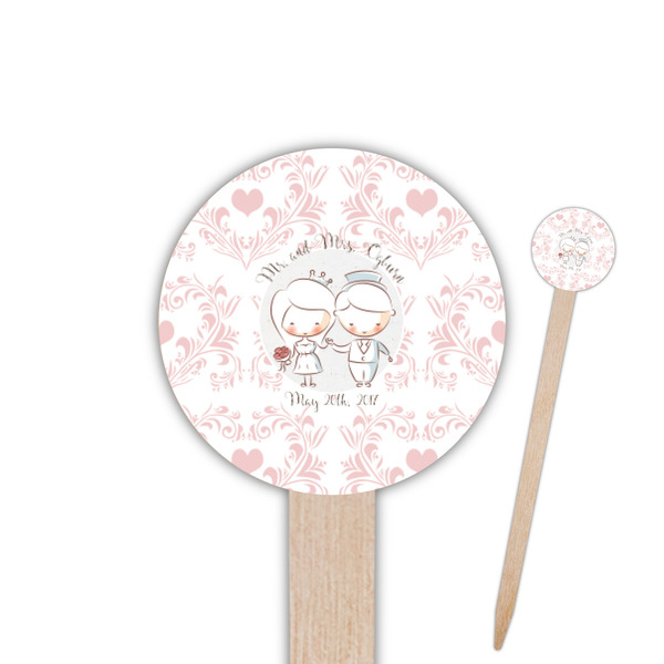 Custom Wedding People 6" Round Wooden Food Picks - Double Sided (Personalized)