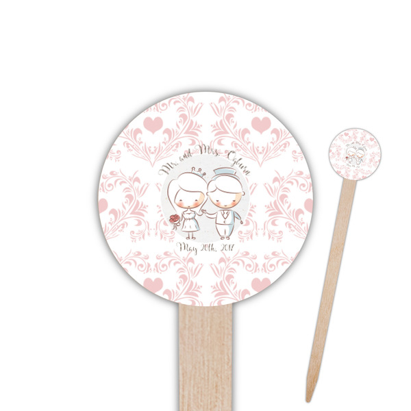 Custom Wedding People 6" Round Wooden Food Picks - Single Sided (Personalized)