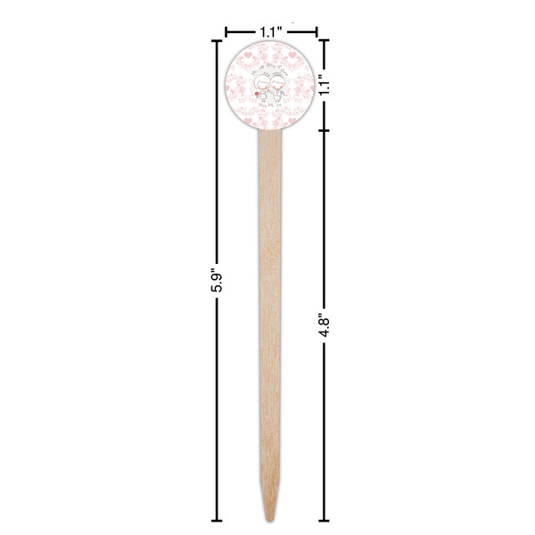 Wedding People Wooden 6" Food Pick - Round - Dimensions