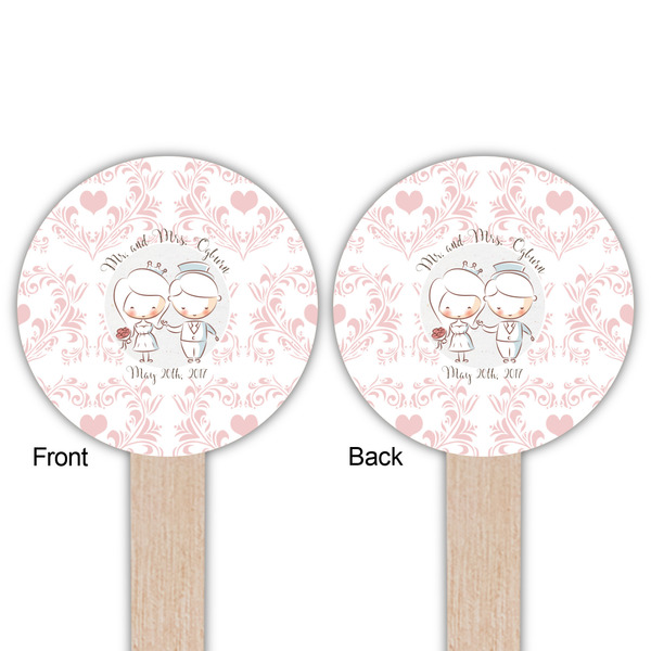 Wedding People Wooden 6" Food Pick - Round - Double Sided - Front & Back