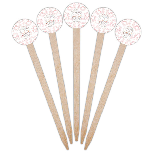 Wedding People Wooden 6" Food Pick - Round - Fan View
