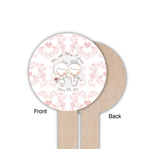 Wedding People Wooden 6" Food Pick - Round - Single Sided - Front & Back