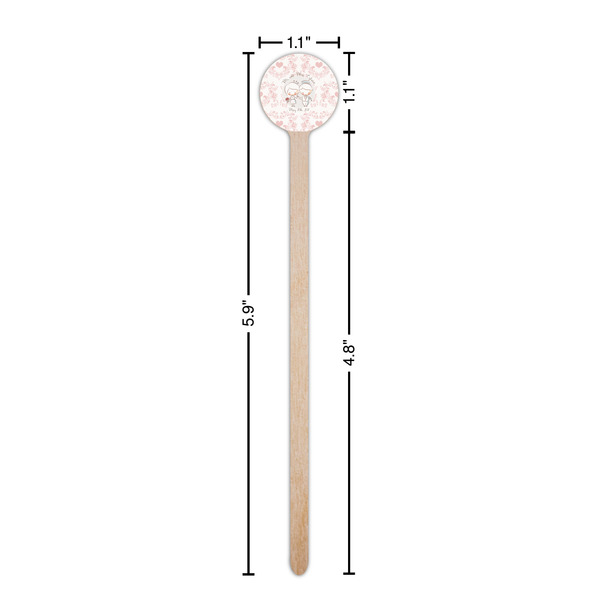 Wedding People Wooden 6" Stir Stick - Round - Dimensions