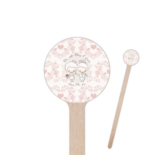 Custom Wedding People 7.5" Round Wooden Stir Sticks - Single Sided (Personalized)