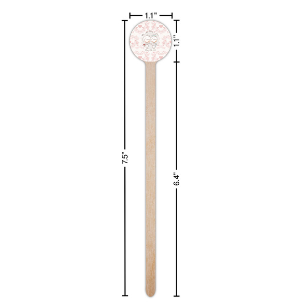 Wedding People Wooden 7.5" Stir Stick - Round - Dimensions