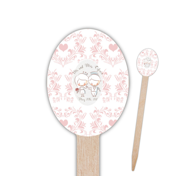 Custom Wedding People Oval Wooden Food Picks - Single Sided (Personalized)