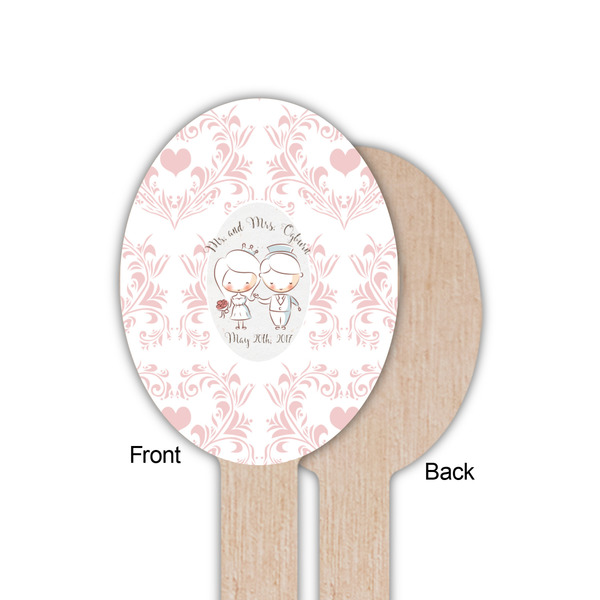 Wedding People Wooden Food Pick - Oval - Single Sided - Front & Back