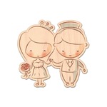 Wedding People Genuine Maple or Cherry Wood Sticker