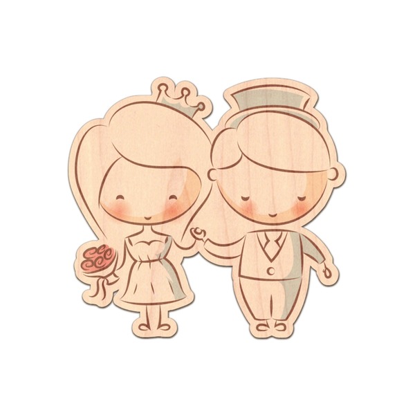 Custom Wedding People Genuine Maple or Cherry Wood Sticker