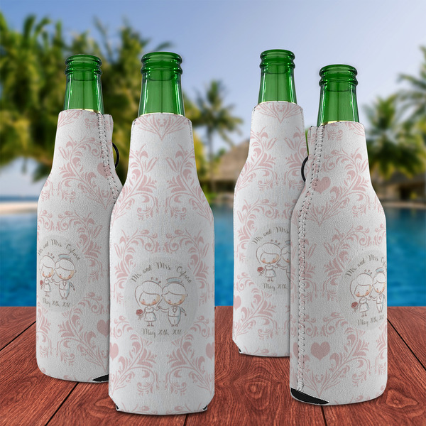 Wedding People Zipper Bottle Cooler - Set of 4 - LIFESTYLE