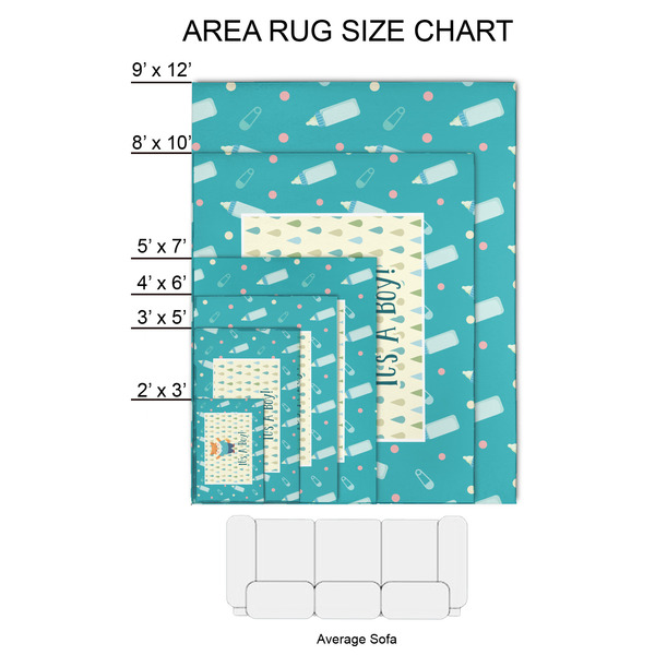 Baby Shower 2'x3' Indoor Area Rugs - Size Chart