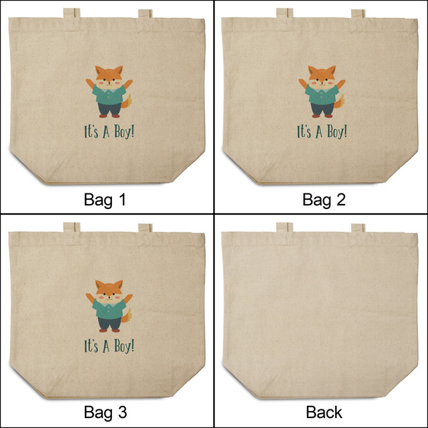 Baby Shower 3 Reusable Cotton Grocery Bags - Front & Back View