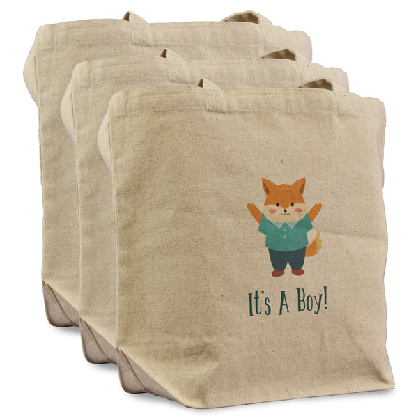 Custom Baby Shower Reusable Cotton Grocery Bags - Set of 3