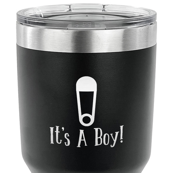 Baby Shower 30 oz Stainless Steel Ringneck Tumbler - Black - CLOSE UP