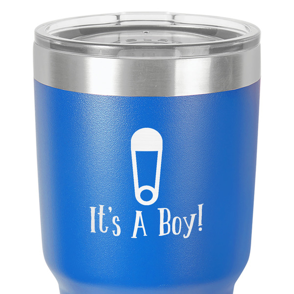Baby Shower 30 oz Stainless Steel Ringneck Tumbler - Blue - Close Up