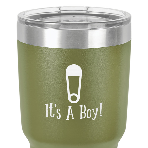 Baby Shower 30 oz Stainless Steel Ringneck Tumbler - Olive - Close Up