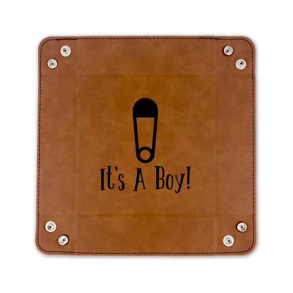 Baby Shower 6" x 6" Leatherette Snap Up Tray - FLAT FRONT