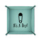 Baby Shower 6" x 6" Teal Leatherette Snap Up Tray - FOLDED UP