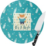 Baby Shower Round Glass Cutting Board - Small (Personalized)