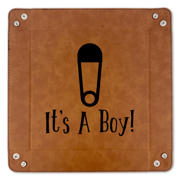 Baby Shower 9" x 9" Leatherette Snap Up Tray - APPROVAL (FLAT)