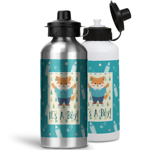 Baby Shower Aluminum Water Bottles - MAIN (white &silver)