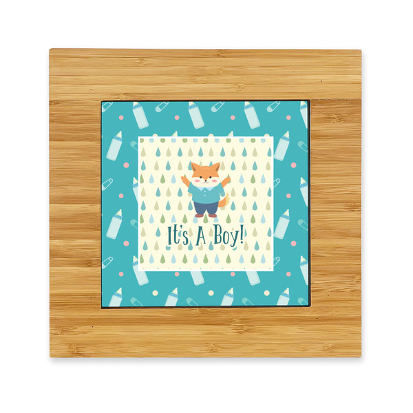 Custom Baby Shower Bamboo Trivet with Ceramic Tile Insert