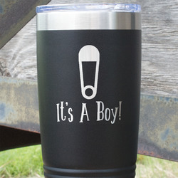 Baby Shower 20 oz Stainless Steel Tumbler - Black - Single Sided