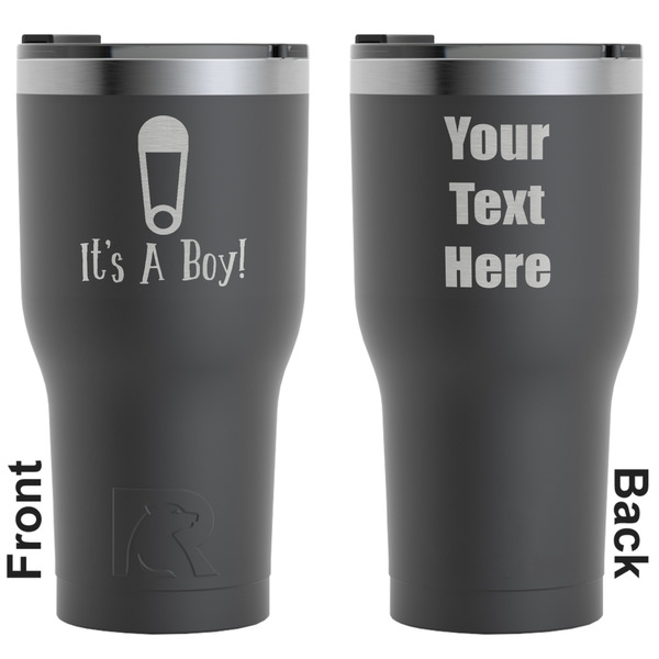 Custom Baby Shower RTIC Tumbler - Black - Engraved Front & Back (Personalized)